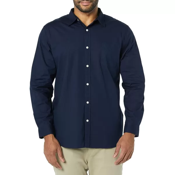 Amazon Essentials Mens LongSleeve SlimFit Stretch Poplin ShirtNavy