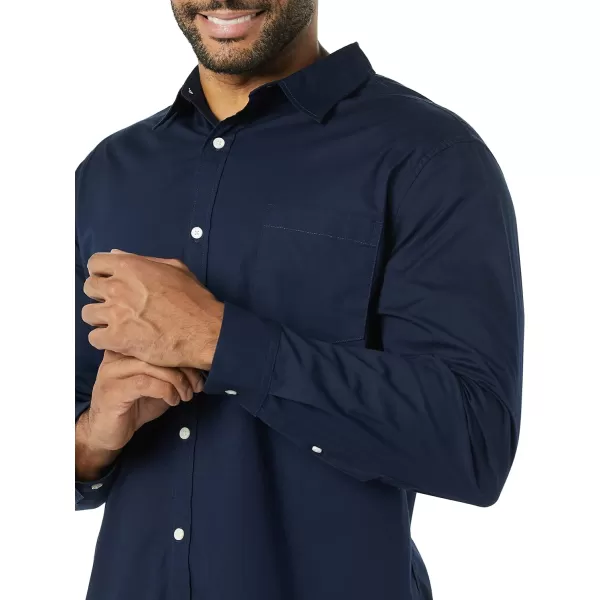 Amazon Essentials Mens LongSleeve SlimFit Stretch Poplin ShirtNavy