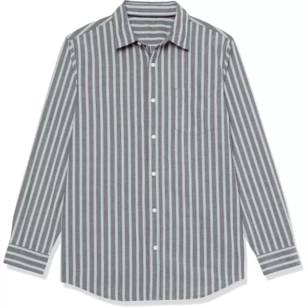 Amazon Essentials Mens LongSleeve SlimFit Stretch Poplin ShirtNavy Stripe