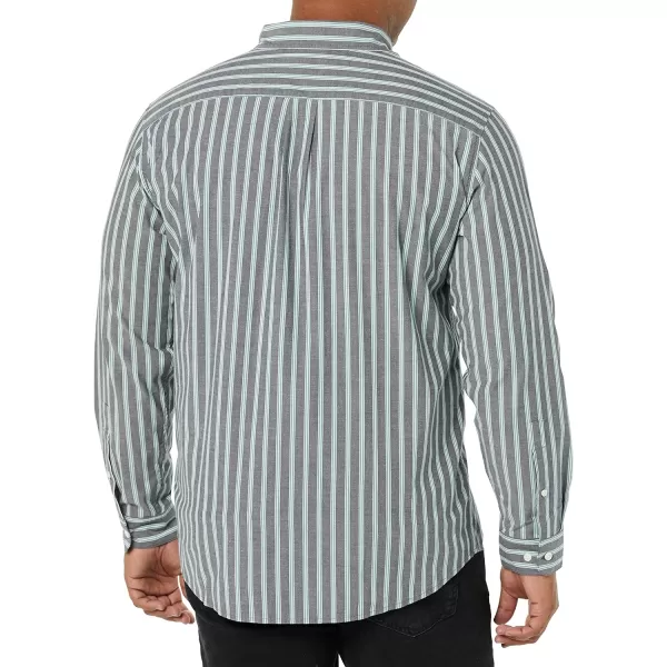 Amazon Essentials Mens LongSleeve SlimFit Stretch Poplin ShirtNavy Stripe