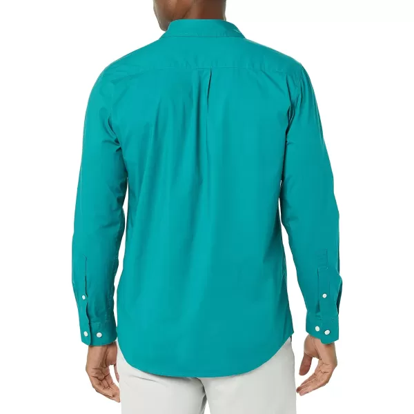 Amazon Essentials Mens LongSleeve SlimFit Stretch Poplin ShirtTeal Blue