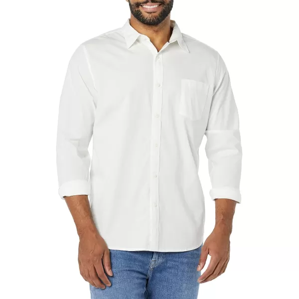 Amazon Essentials Mens LongSleeve SlimFit Stretch Poplin ShirtWhite