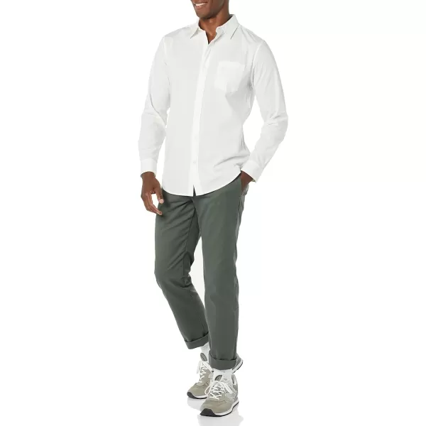 Amazon Essentials Mens LongSleeve SlimFit Stretch Poplin ShirtWhite