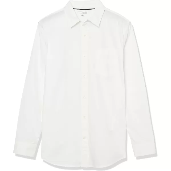 Amazon Essentials Mens LongSleeve SlimFit Stretch Poplin ShirtWhite