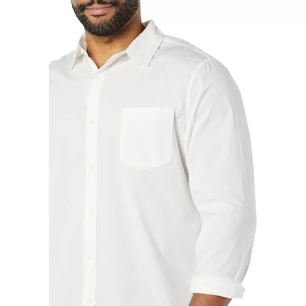 Amazon Essentials Mens LongSleeve SlimFit Stretch Poplin ShirtWhite