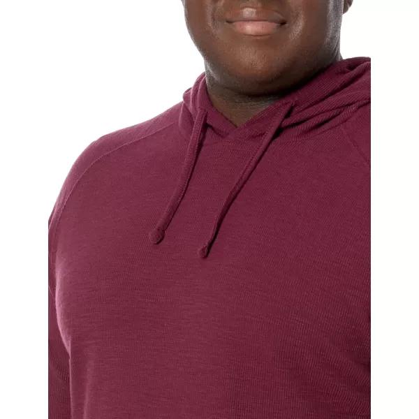 Amazon Essentials Mens LongSleeve Slub Thermal Pullover Hoodie Previously GoodthreadsBurgundy