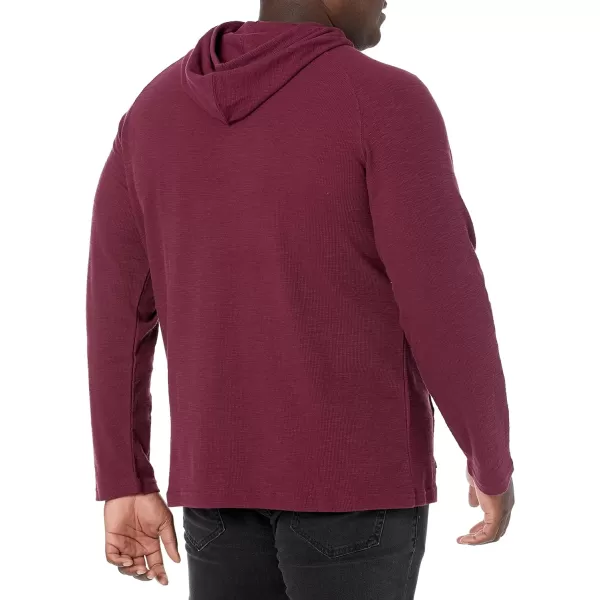 Amazon Essentials Mens LongSleeve Slub Thermal Pullover Hoodie Previously GoodthreadsBurgundy