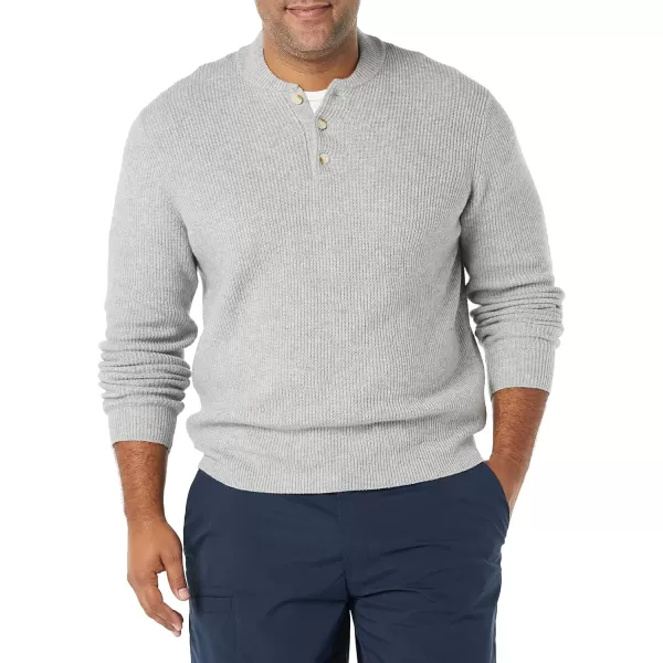 Amazon Essentials Mens LongSleeve Soft Touch Henley SweaterMedium Grey Heather