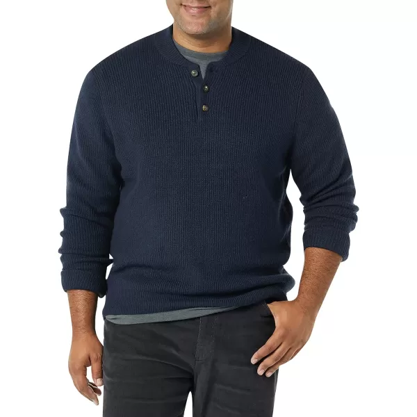 Amazon Essentials Mens LongSleeve Soft Touch Henley SweaterNavy