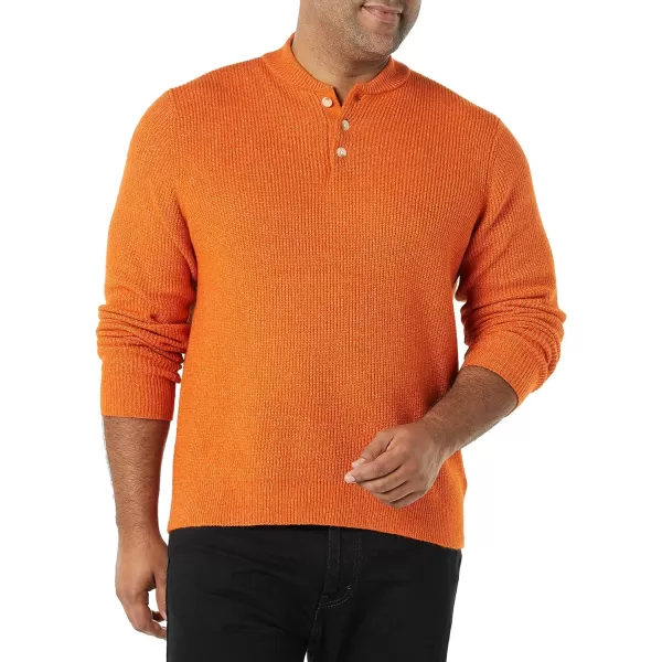 Amazon Essentials Mens LongSleeve Soft Touch Henley SweaterOrange