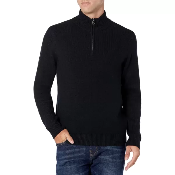 Amazon Essentials Mens LongSleeve Soft Touch QuarterZip SweaterBlack