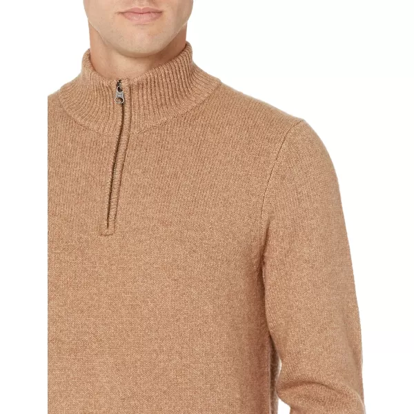 Amazon Essentials Mens LongSleeve Soft Touch QuarterZip SweaterCamel