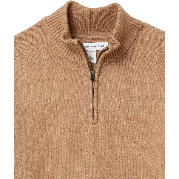 Amazon Essentials Mens LongSleeve Soft Touch QuarterZip SweaterCamel