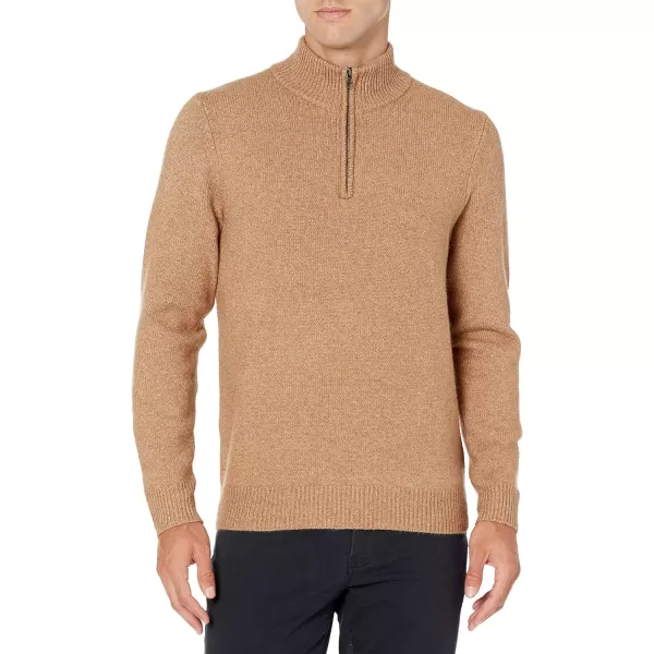 Amazon Essentials Mens LongSleeve Soft Touch QuarterZip SweaterCamel