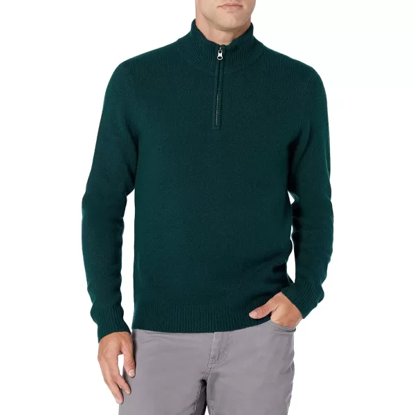 Amazon Essentials Mens LongSleeve Soft Touch QuarterZip SweaterForest Green