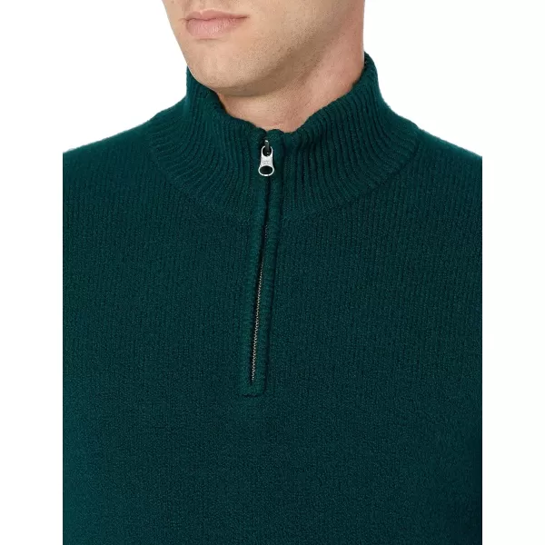 Amazon Essentials Mens LongSleeve Soft Touch QuarterZip SweaterForest Green