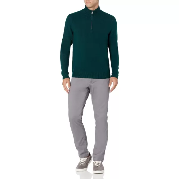 Amazon Essentials Mens LongSleeve Soft Touch QuarterZip SweaterForest Green