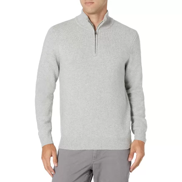 Amazon Essentials Mens LongSleeve Soft Touch QuarterZip SweaterLight Grey