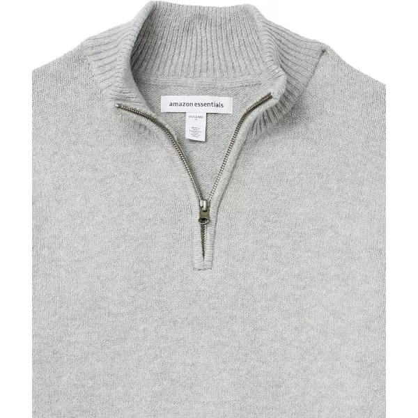 Amazon Essentials Mens LongSleeve Soft Touch QuarterZip SweaterLight Grey