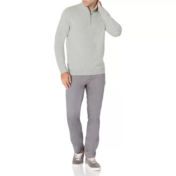 Amazon Essentials Mens LongSleeve Soft Touch QuarterZip SweaterLight Grey