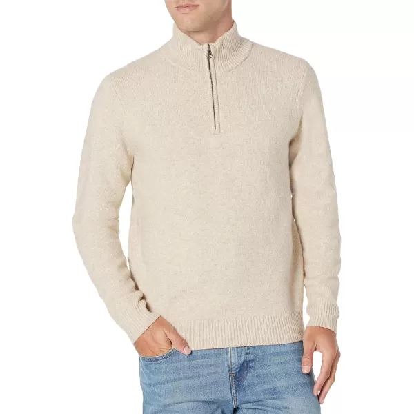 Amazon Essentials Mens LongSleeve Soft Touch QuarterZip SweaterOffwhite