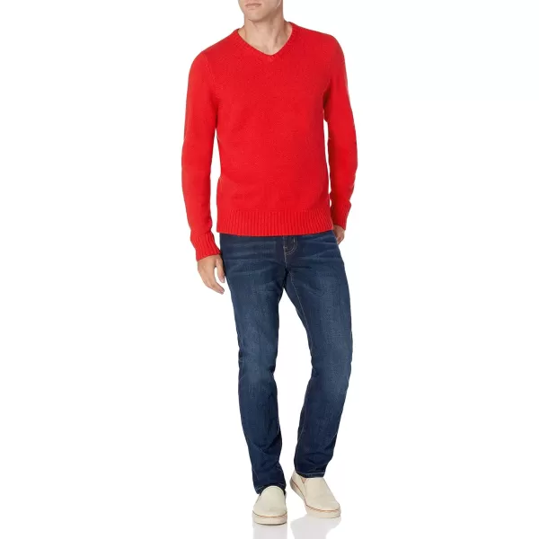 Amazon Essentials Mens LongSleeve Soft Touch VNeck SweaterRed