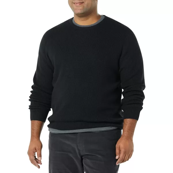 Amazon Essentials Mens LongSleeve Soft Touch Waffle Stitch Crewneck SweaterBlack