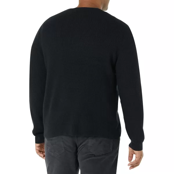 Amazon Essentials Mens LongSleeve Soft Touch Waffle Stitch Crewneck SweaterBlack