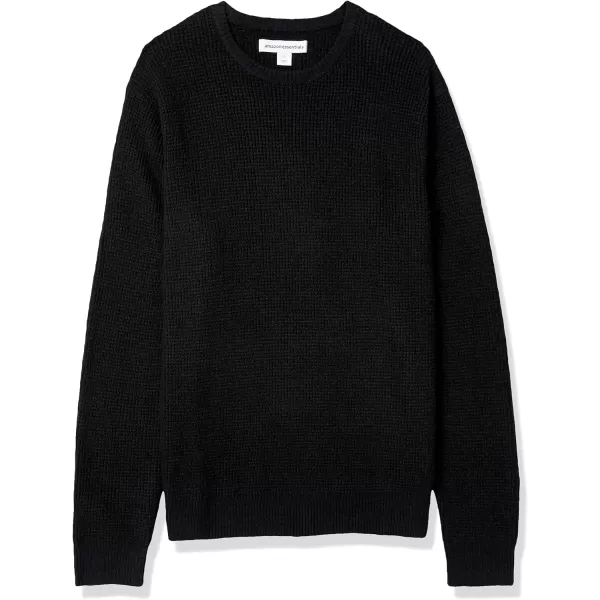 Amazon Essentials Mens LongSleeve Soft Touch Waffle Stitch Crewneck SweaterBlack