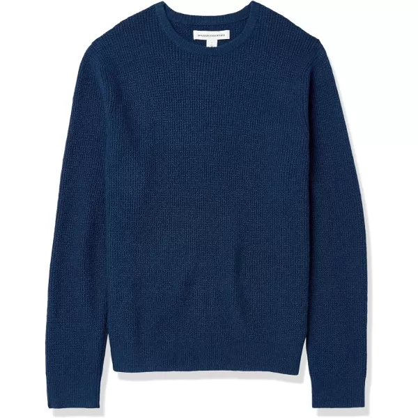 Amazon Essentials Mens LongSleeve Soft Touch Waffle Stitch Crewneck SweaterBlue