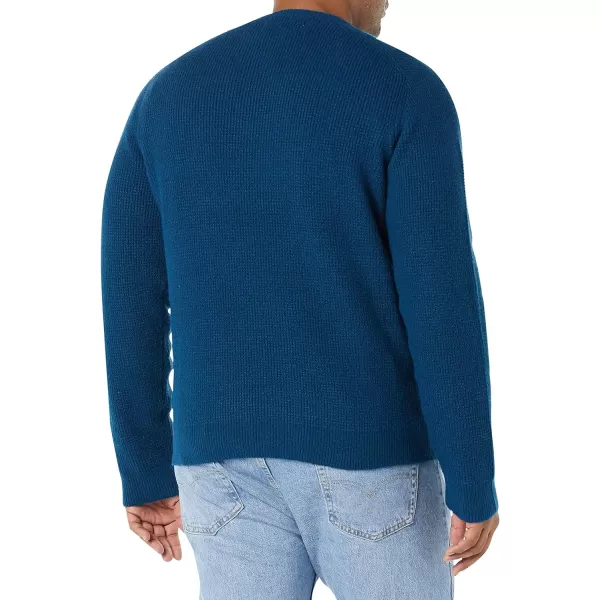 Amazon Essentials Mens LongSleeve Soft Touch Waffle Stitch Crewneck SweaterBlue