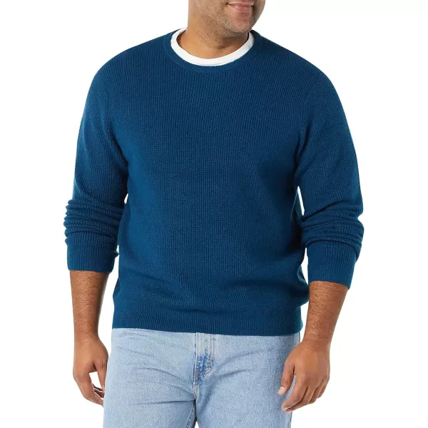 Amazon Essentials Mens LongSleeve Soft Touch Waffle Stitch Crewneck SweaterBlue