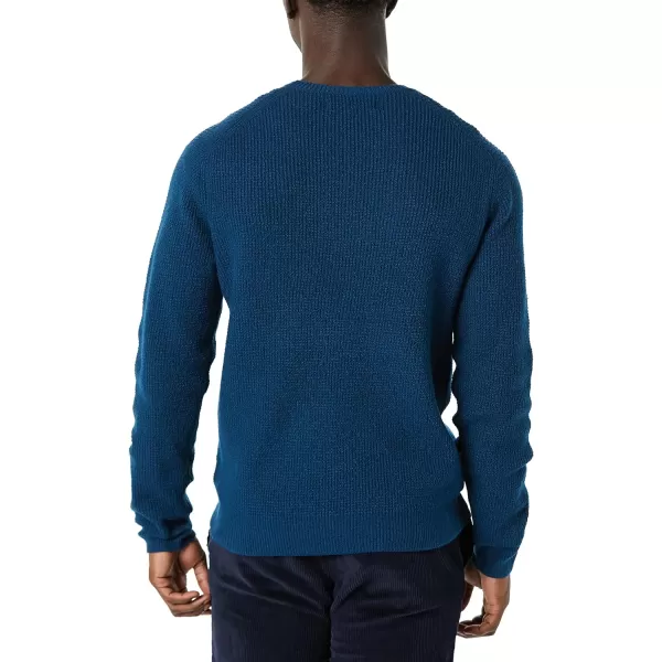 Amazon Essentials Mens LongSleeve Soft Touch Waffle Stitch Crewneck SweaterBlue