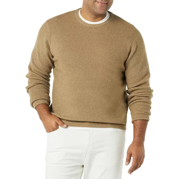 Amazon Essentials Mens LongSleeve Soft Touch Waffle Stitch Crewneck SweaterBrown