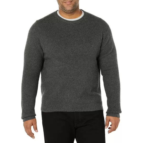 Amazon Essentials Mens LongSleeve Soft Touch Waffle Stitch Crewneck SweaterCharcoal Heather