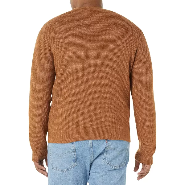 Amazon Essentials Mens LongSleeve Soft Touch Waffle Stitch Crewneck SweaterDark Camel