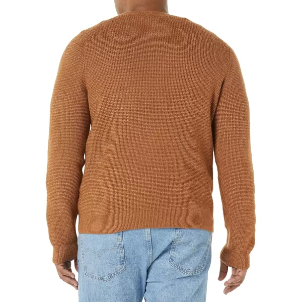 Amazon Essentials Mens LongSleeve Soft Touch Waffle Stitch Crewneck SweaterDark Camel