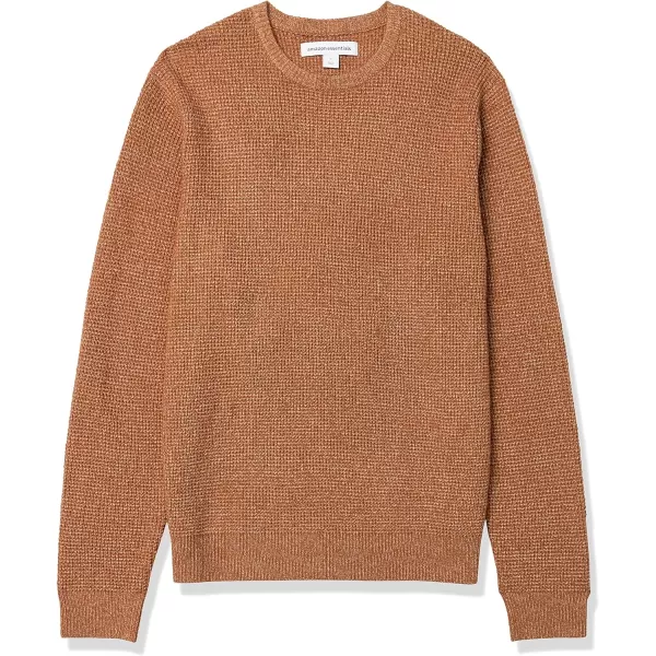 Amazon Essentials Mens LongSleeve Soft Touch Waffle Stitch Crewneck SweaterDark Camel