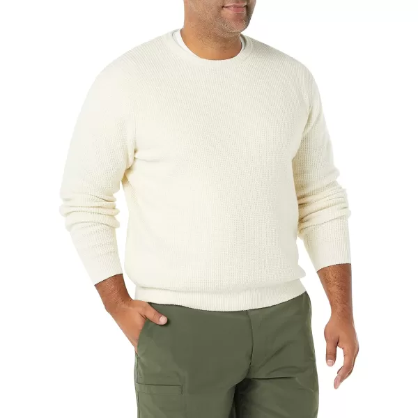 Amazon Essentials Mens LongSleeve Soft Touch Waffle Stitch Crewneck SweaterIvory