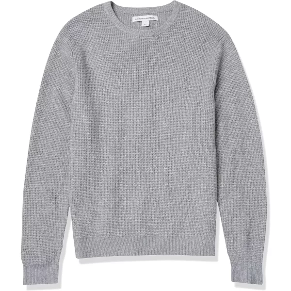 Amazon Essentials Mens LongSleeve Soft Touch Waffle Stitch Crewneck SweaterLight Grey Heather