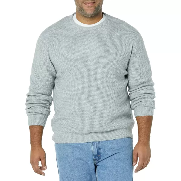 Amazon Essentials Mens LongSleeve Soft Touch Waffle Stitch Crewneck SweaterLight Grey Heather