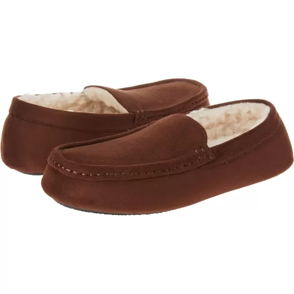 Amazon Essentials Mens Moccasin SlipperPolyester Dark Toffee Brown