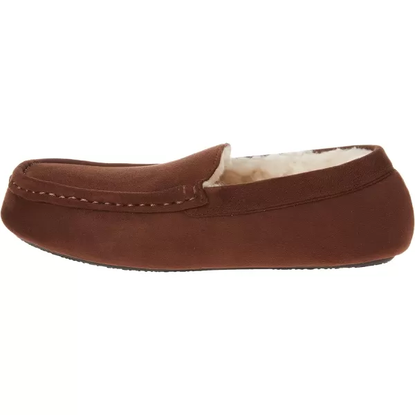 Amazon Essentials Mens Moccasin SlipperPolyester Dark Toffee Brown