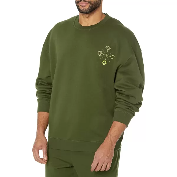 Amazon Essentials Mens OversizedFit Crewneck Sweatshirt Available in Big amp TallDark Olive