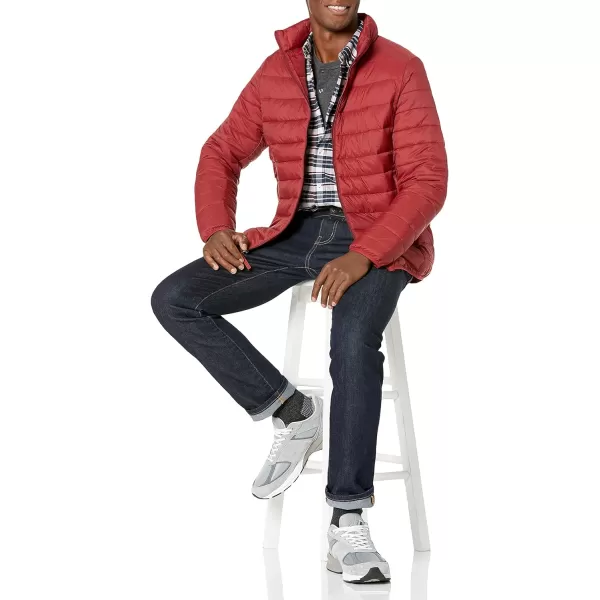 Amazon Essentials Mens Packable Lightweight WaterResistant Puffer Jacket Available in Big amp TallBrick Red