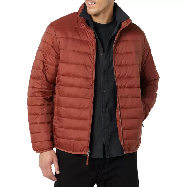 Amazon Essentials Mens Packable Lightweight WaterResistant Puffer Jacket Available in Big amp TallEarth Red