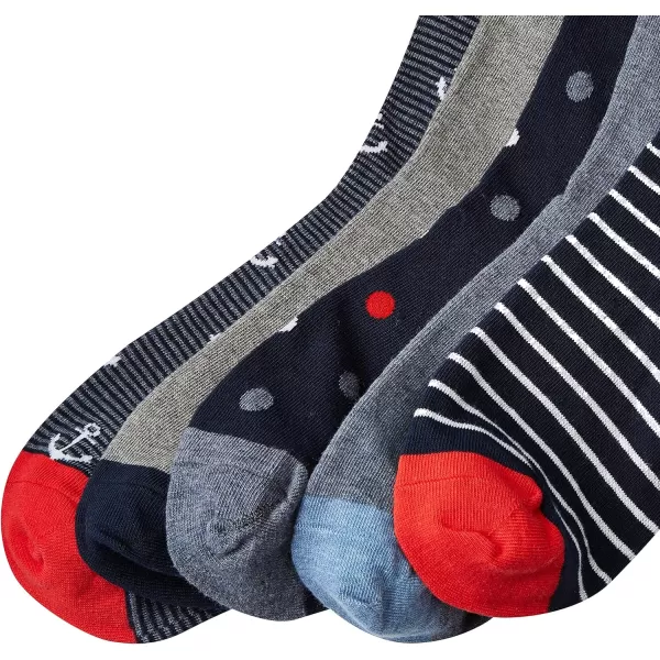 Amazon Essentials Mens Patterned Socks Previously Goodthreads 5 PairsBlueRedGrey