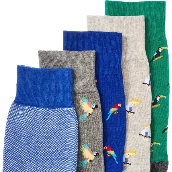 Amazon Essentials Mens Patterned Socks Previously Goodthreads 5 PairsTropicalBirds