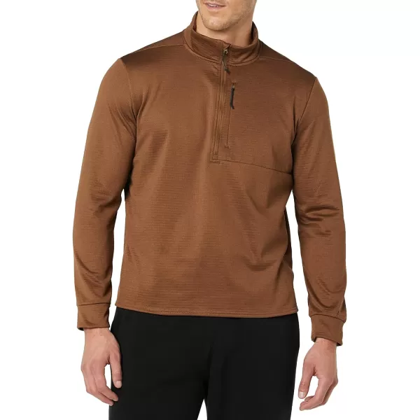 Amazon Essentials Mens Performance Ski Midlayer QuarterZipDark Tan