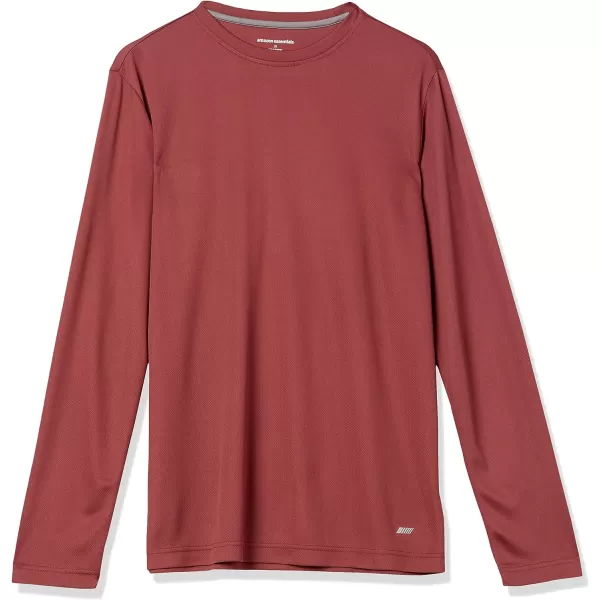 Amazon Essentials Mens Performance Tech LongSleeve TShirtBurgundy